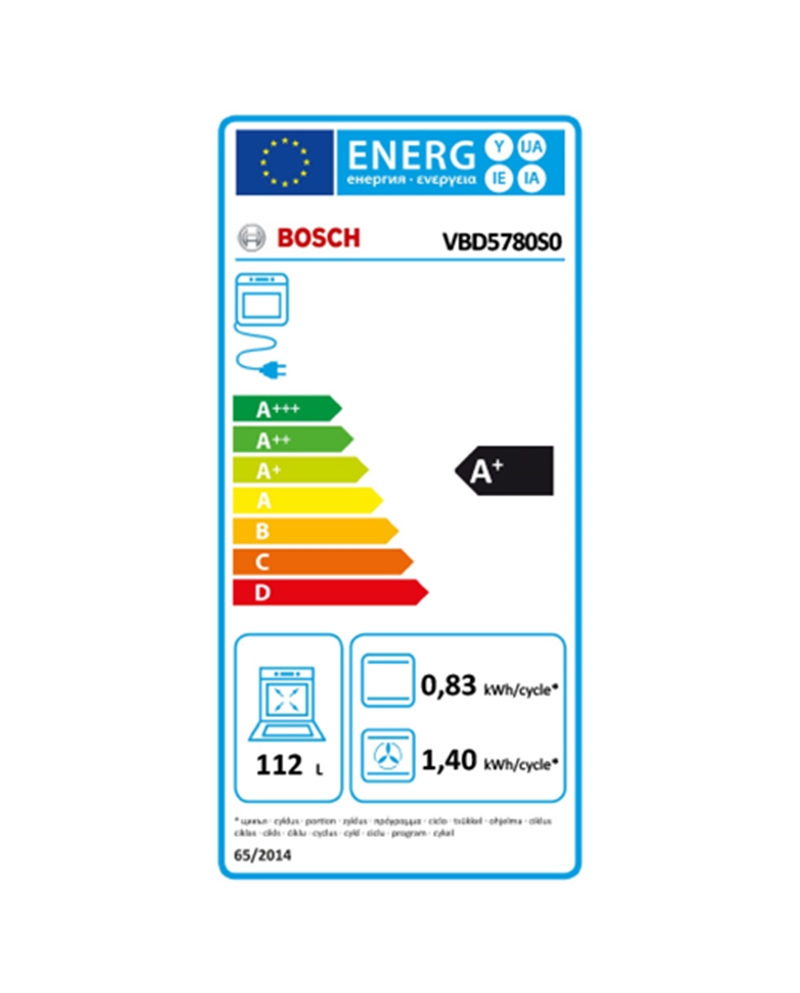 BOSCH FORNO 90CM PIROLITICO 112LT INOX A+ - VBD5780S0