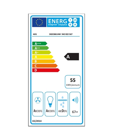 AEG EXAUSTOR 80CM 3VELOC + 1INTENSIVA 700M3/H INOX A - DGE5861HM AEG EXAUSTOR 80CM 3VELOC + 1INTENSIVA 700M3/H INOX A - DGE5861HM
