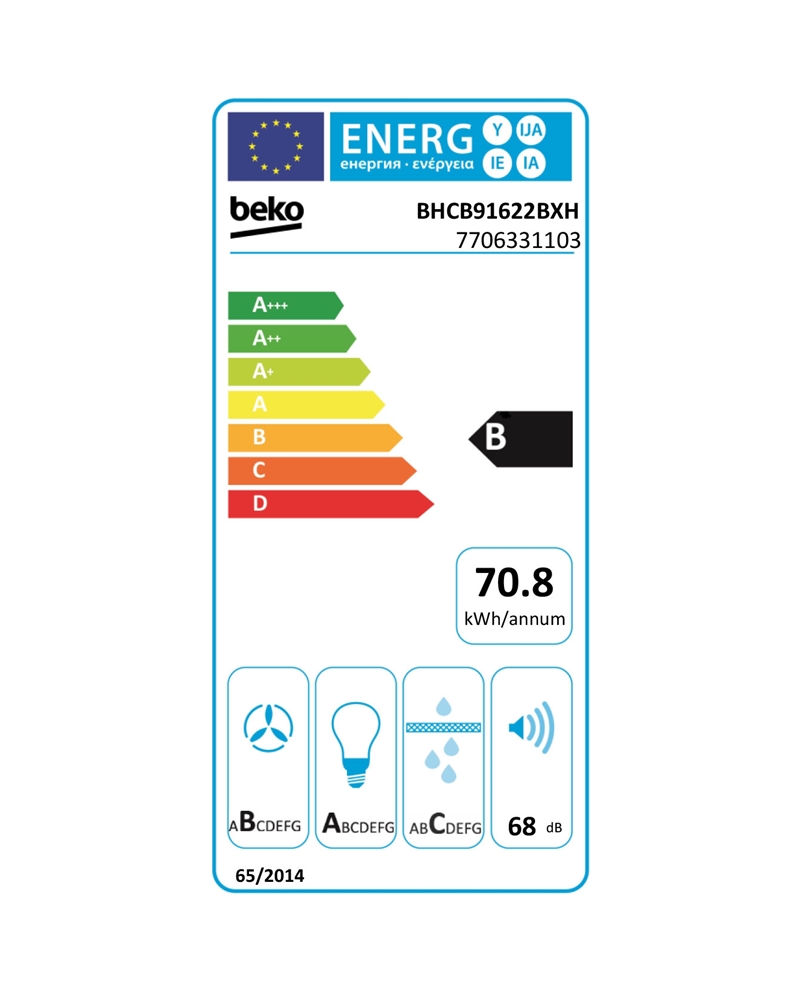 BEKO CHAMINE 90CM EXTRAÇAO MAX 605M3/H INOX #1 - BHCB91622BXH