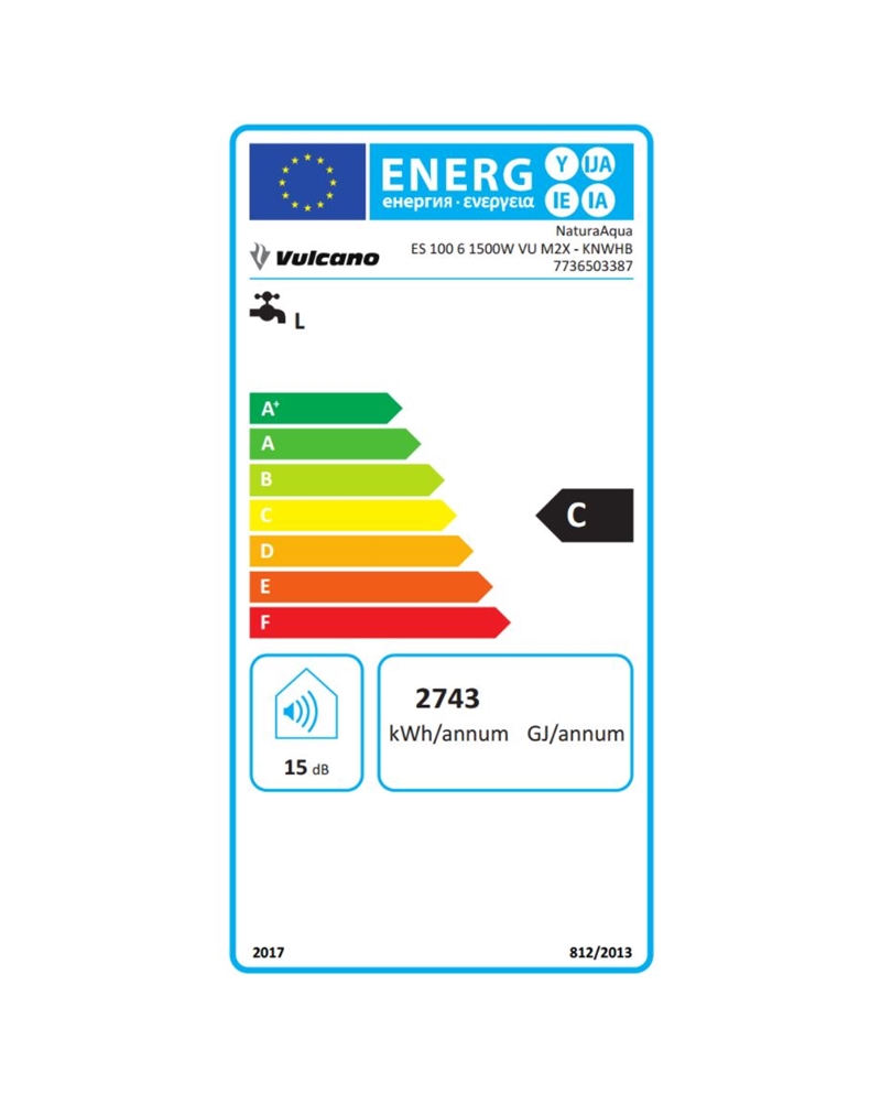 VULCANO TERMOACUMULADOR 100LT HORIZ 2KW NATURA AQUA C - ESH100L