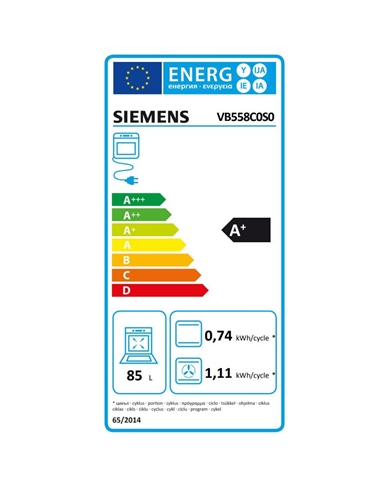 SIEMENS FORNO MULTIF 10 PROG 90CM 85LT INOX A+ - VB558C0S0 SIEMENS FORNO MULTIF 10 PROG 90CM 85LT INOX A+ - VB558C0S0