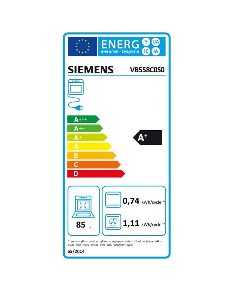 SIEMENS FORNO MULTIF 10 PROG 90CM 85LT INOX A+ - VB558C0S0