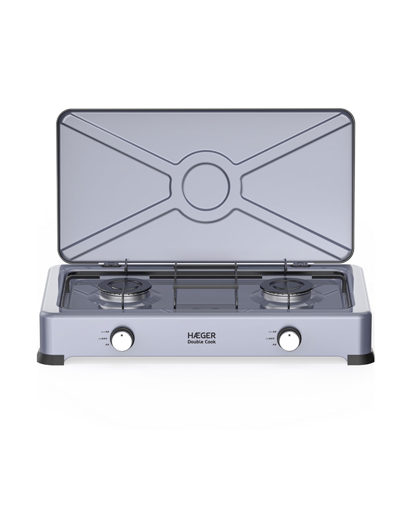 HAEGER FOGAREIRO GAS 2 BICOS 70 E 80MM DOUBLE COOK CINZA - GC02E022A