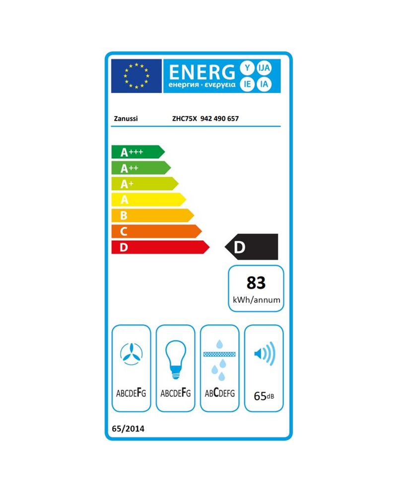 ZANUSSI CHAMINE PAREDE 70CM 380M3/H INOX D - ZHC75X