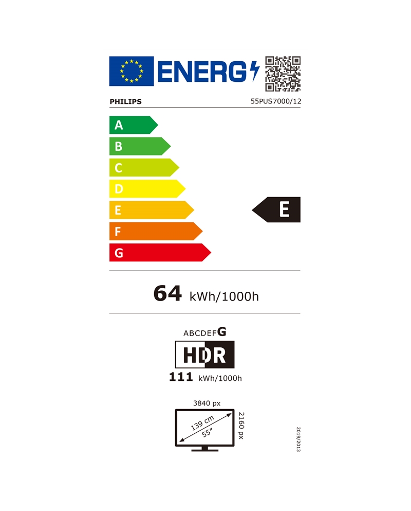 PHILIPS LED 55" 4K UHD SMART TV 3HDMI 2USB E - 55PUS700012