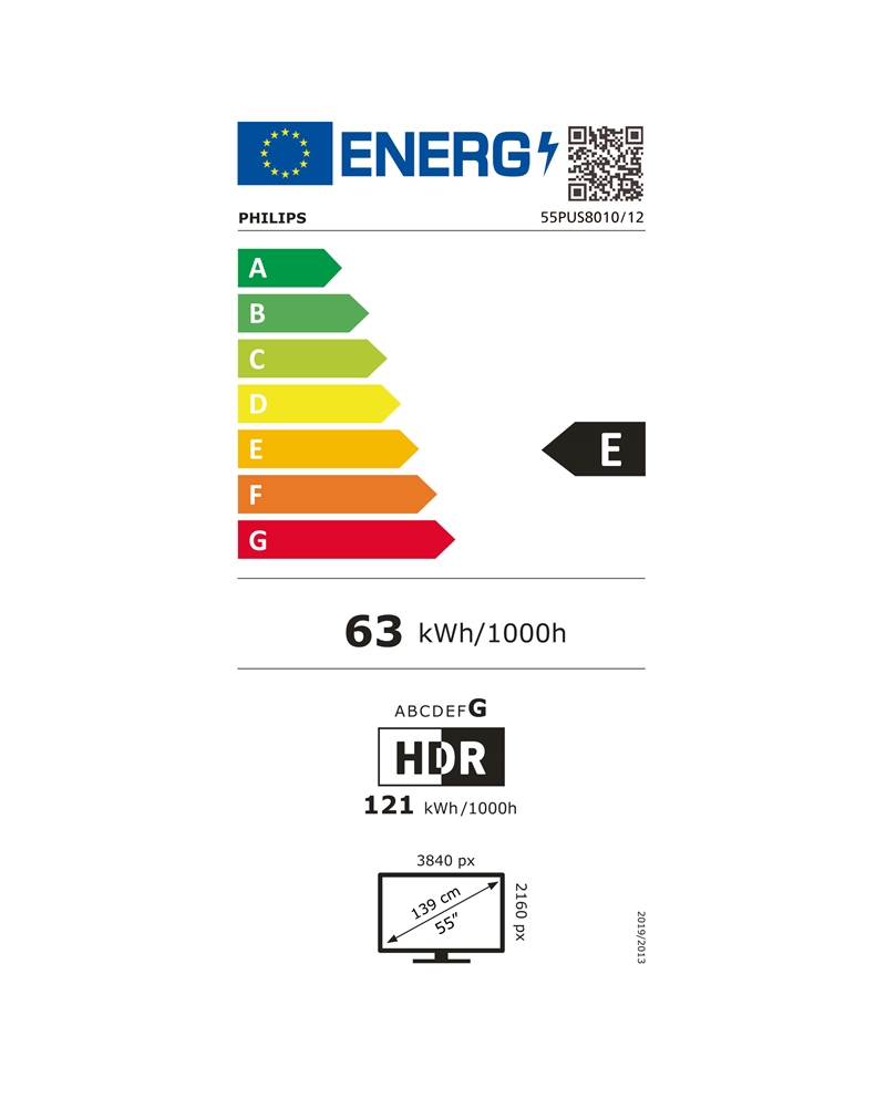 PHILIPS LED 55" 4K UHD SMART TV AMBILIGHT 3HDMI 2USB E - 55PUS801012