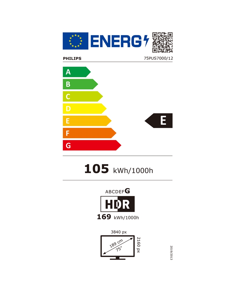 PHILIPS LED 75" 4K UHD SMART TV 3HDMI 2USB E - 75PUS700012