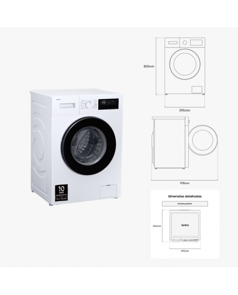 SAMSUNG MAQUINA ROUPA 8KG VAPOR A