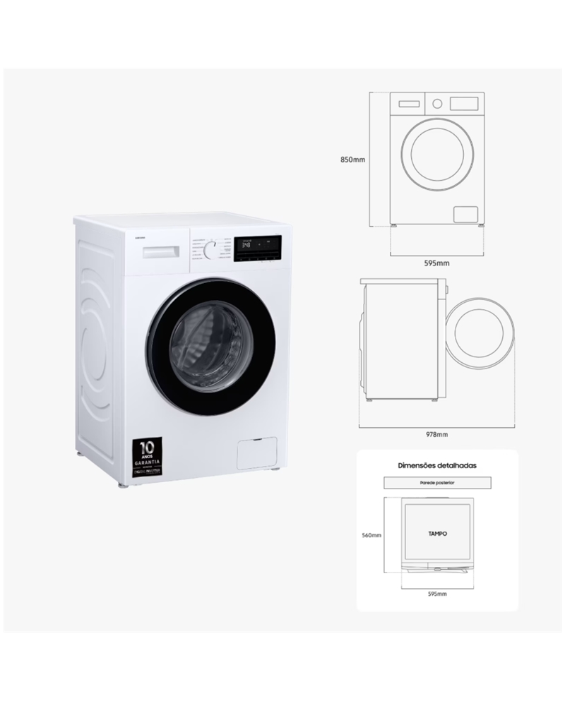 SAMSUNG MAQUINA ROUPA 8KG VAPOR A - WW80FG3M05AWEP