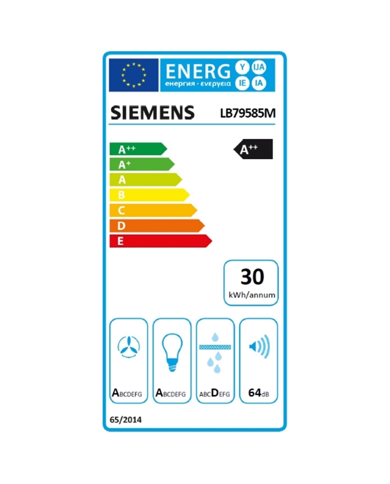SIEMENS EXAUSTOR 70CM INOX/VIDRO BRANCO 570/770M3/H A++ - LB79585M
