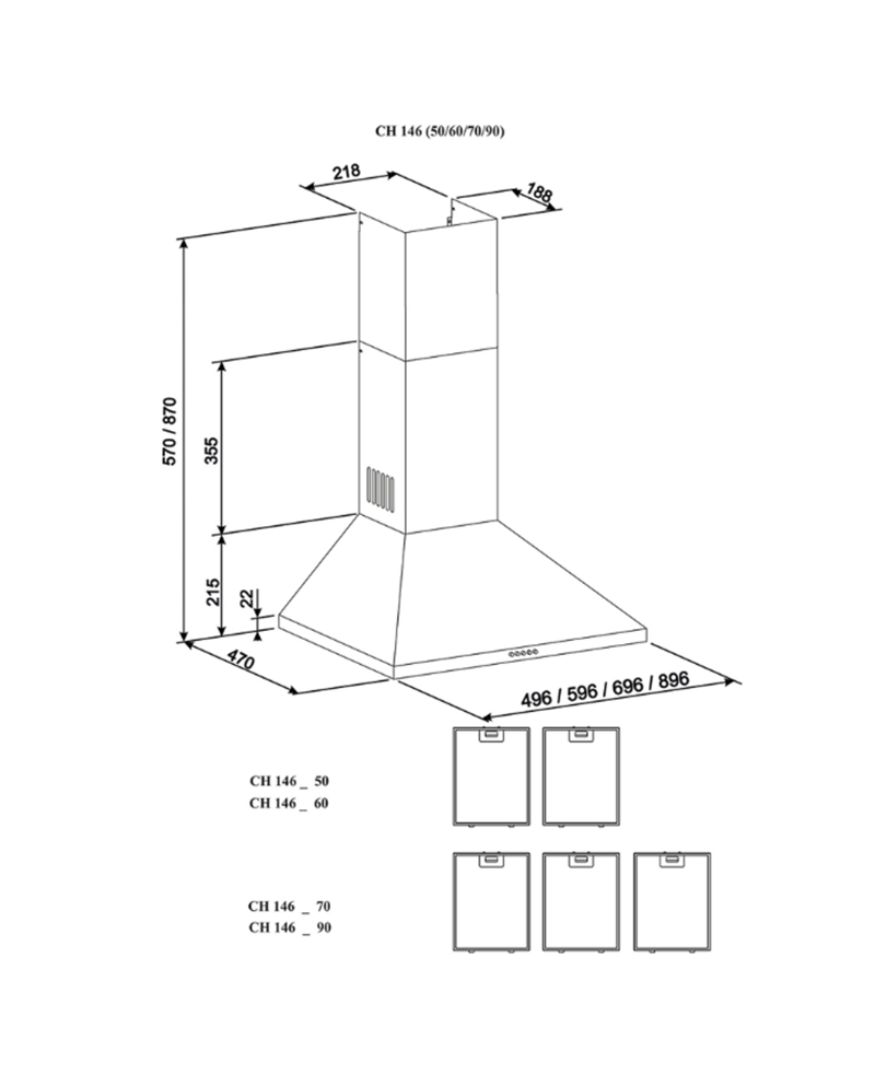 CATA CHAMINE 60CM 490M3/H INOX #4 - V6000XB