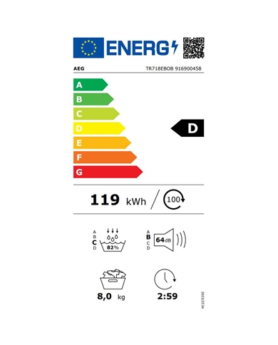 AEG SECADOR ROUPA 8KG CONDENSAÇAO BOMBA CALOR D - TR718EBOB AEG SECADOR ROUPA 8KG CONDENSAÇAO BOMBA CALOR D - TR718EBOB