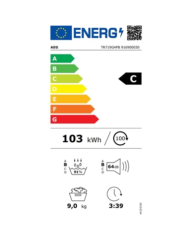 AEG SECADOR ROUPA 9KG CONDENSAÇAO BOMBA CALOR C - TR719G4PB AEG SECADOR ROUPA 9KG CONDENSAÇAO BOMBA CALOR C - TR719G4PB