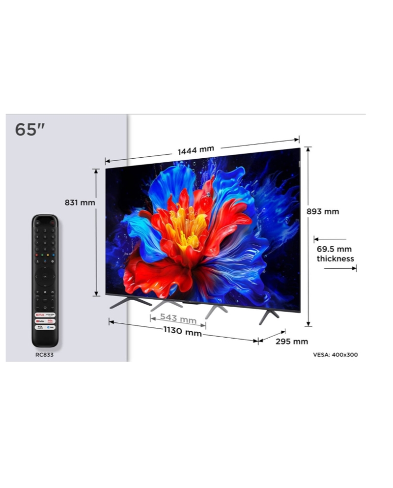 TCL QLED 65" 4K UHD GOOGLE TV 4HDMI 1USB F - 65P8K