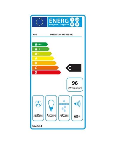 AEG CHAMINE PAREDE 90CM 600m3/h VIDRO PRETO/INOX C - DBB3951M AEG CHAMINE PAREDE 90CM 600m3/h VIDRO PRETO/INOX C - DBB3951M