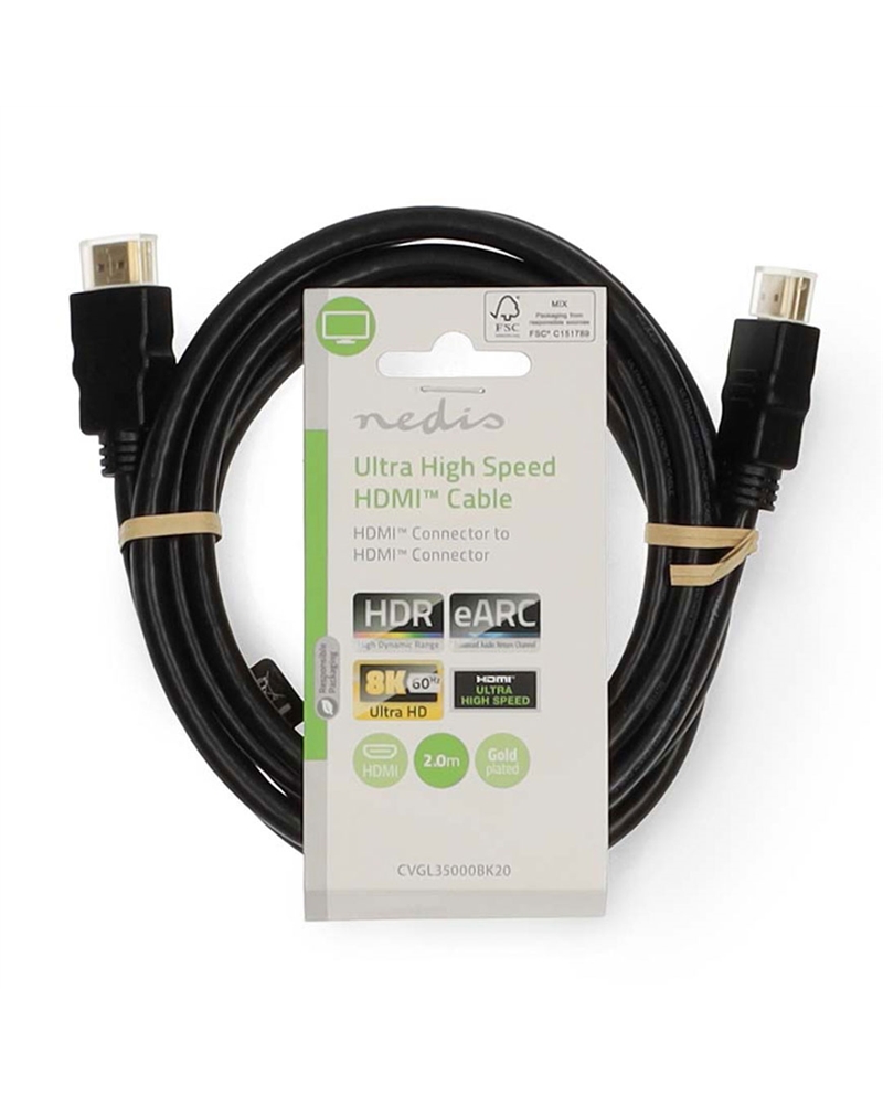 NEDIS CABO HDMI 2MT PRETO - CVGL35000BK20 NEDIS CABO HDMI 2MT PRETO - CVGL35000BK20