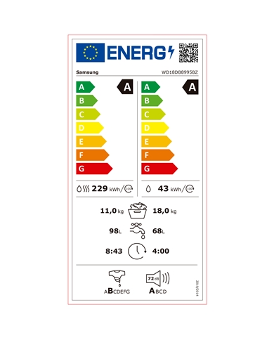 SAMSUNG MAQUINA LAVAR 18KG E SECAR 11KG 1000RT CINZA A #1 - WD18DB8995BZT2