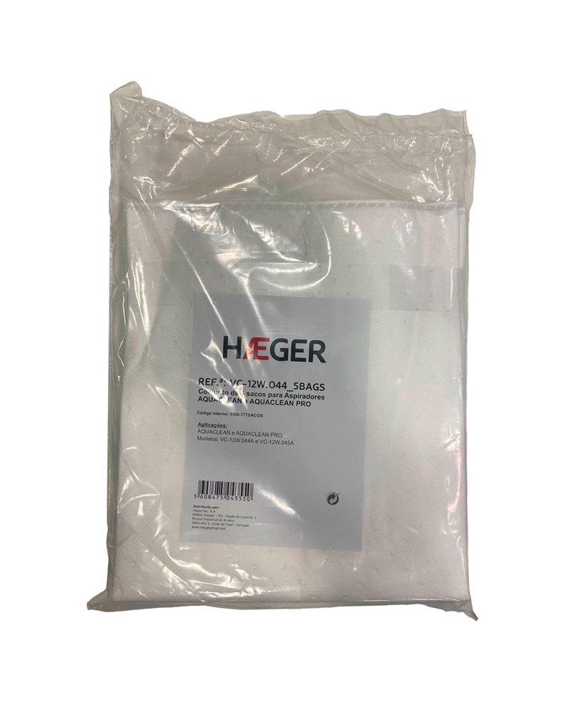 HAEGER SACOS ASPIRADOR PANO AQUACLEAN 1200 5UN - VC12W0445SACOS