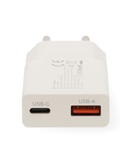 NEDIS CARREGADOR USB-A USB-C 30W - WCHA30WT