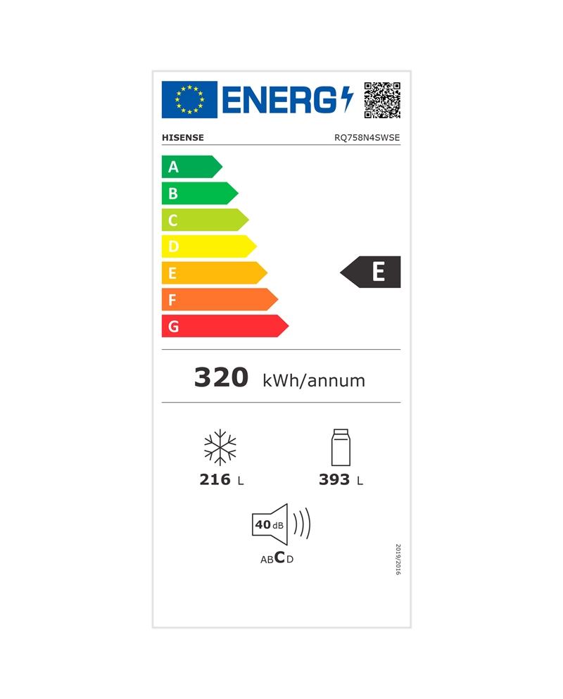 HISENSE SIDE BY SIDE 4PT 1,785X0,912X0,725MT 609LT DA IX E #5 - RQ758N4SWSE