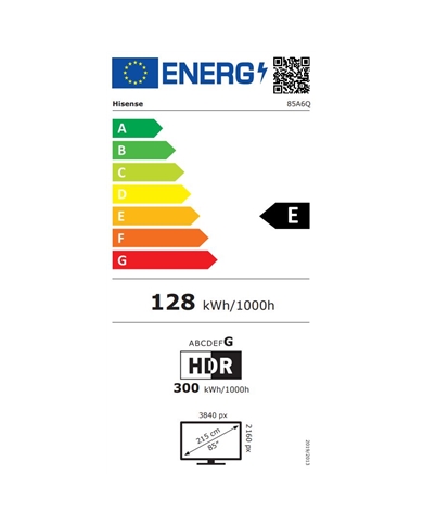 HISENSE LED 85" 4K UHD SMARTTV 3HDMI 2USB E - 85A6Q