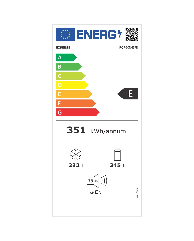 HISENSE SIDE BY SIDE 4PT 1,79X0,92X0,73MT 632LT DAG PRETO E #4 - RQ760N4IFE