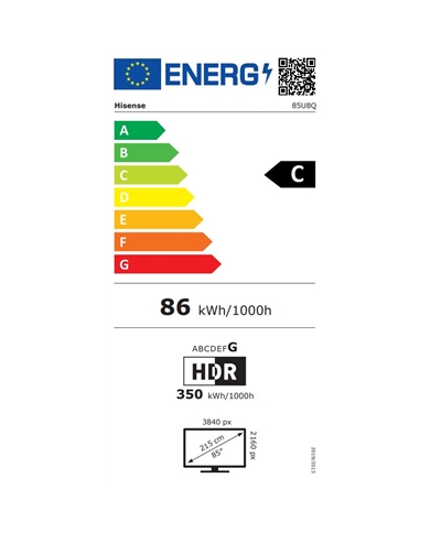 HISENSE ULED MINI LED 85" 4K UHD SMART TV 3HDMI 2USB C - 85U8Q