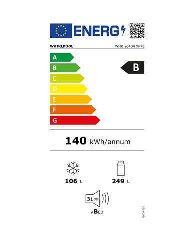 WHIRLPOOL COMBINADO 2035X597X707MT 355LT NF INOX B #1 - WHK26404XP7E