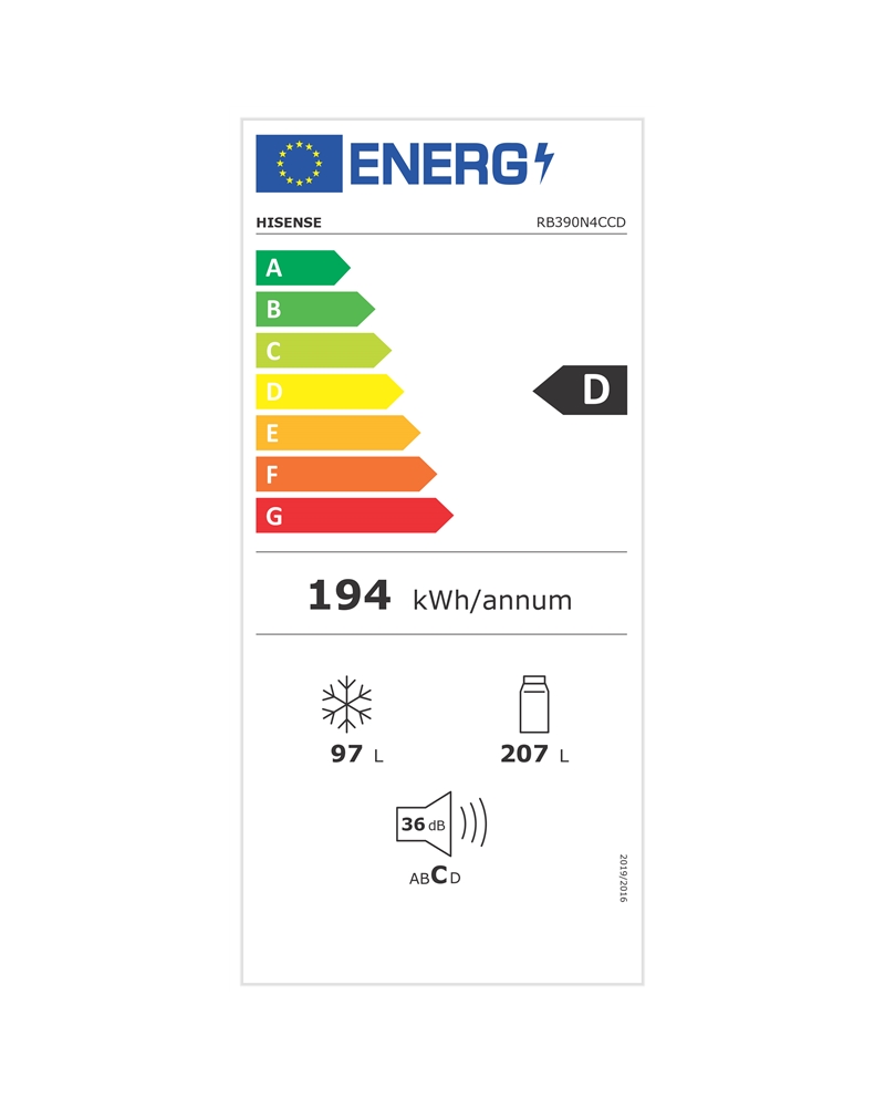 HISENSE COMBINADO 1860X595X590MT 304LT NF LOOK INOX D #5 - RB390N4CCD