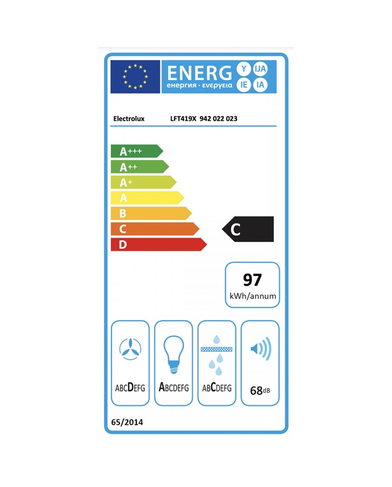 ELECTROLUX CHAMINE 90CM MAX 600M3/H C - LFT419X
