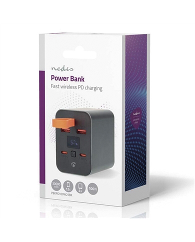 NEDIS POWERBANK 30000MAH PRETO #1 - PBKPD100W25BK