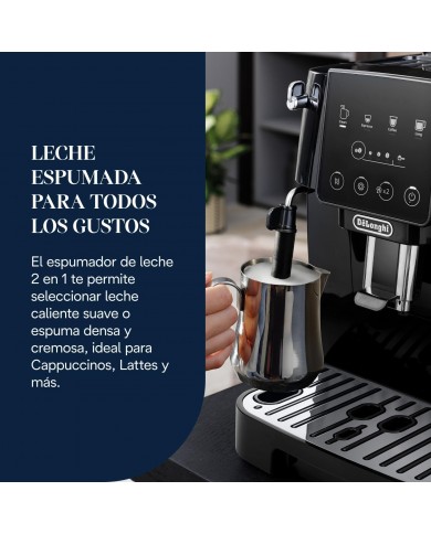 De'Longhi Magnifica Start Máquina de café super automática, espumador de leite manual, 4 bebidas One-Touch, controlos Soft Touch