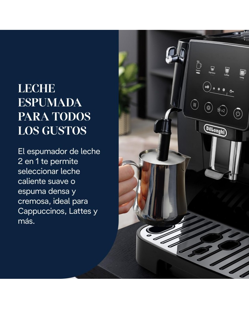De'Longhi Magnifica Start Máquina de café super automática, espumador de leite manual, 4 bebidas One-Touch, controlos Soft Touch
