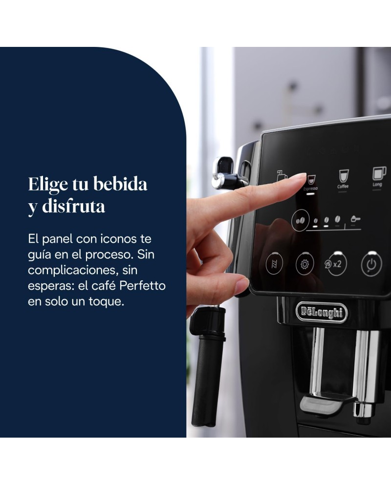 De'Longhi Magnifica Start Máquina de café super automática, espumador de leite manual, 4 bebidas One-Touch, controlos Soft Touch