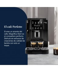 De'Longhi Magnifica Start Máquina de café super automática, espumador de leite manual, 4 bebidas One-Touch, controlos Soft Touch