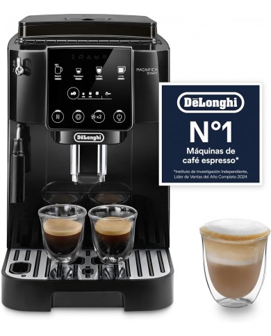 De'Longhi Magnifica Start Máquina de café super automática, espumador de leite manual, 4 bebidas One-Touch, controlos Soft Touch