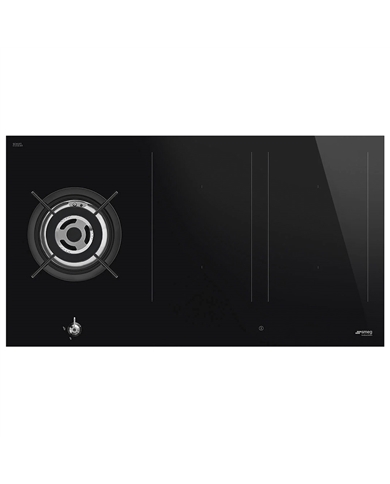 SMEG PLACA GAS E INDUÇAO 90CM CLASSICA CERAN PRETA - PM3953D