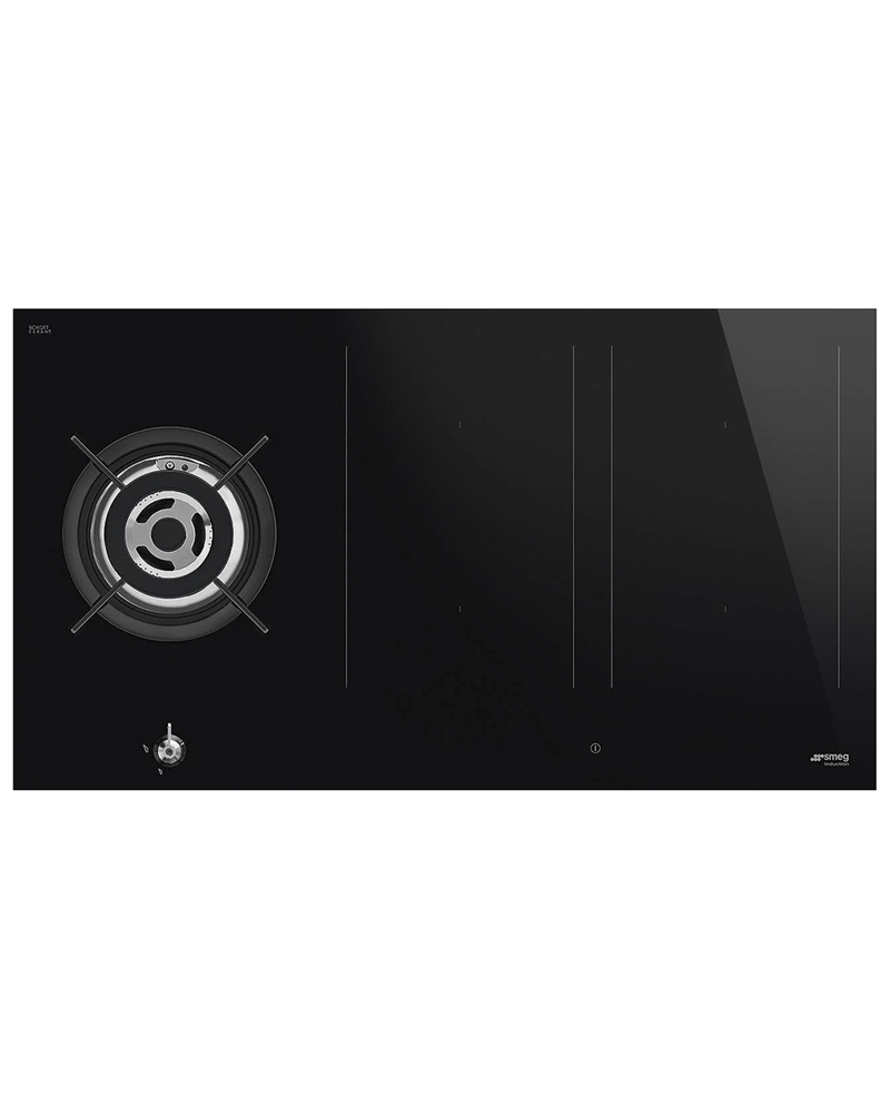 SMEG PLACA GAS E INDUÇAO 90CM CLASSICA CERAN PRETA - PM3953D