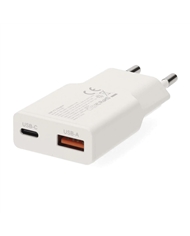 NEDIS CARREGADOR DE PAREDE RAPIDO 20W USB-A USB-C - WCHA20WT