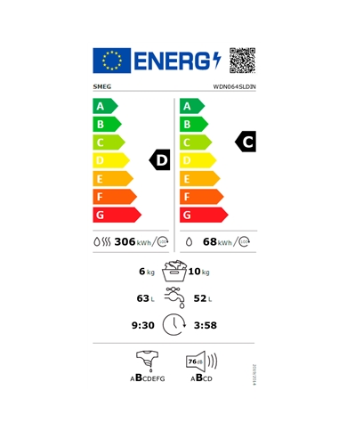 SMEG MAQUINA LAVAR 10KG E SECAR 6KG 1400RT D - WDN064SLDIN