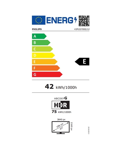 PHILIPS LED 43" 4K UHD SMARTTV 3HDMI 2USB E #1 - 43PUS700012