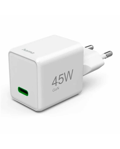 HAMA CARREGADOR RAPIDO GaN USBC SUPER MINI PD 45W BRANCO - 00201983