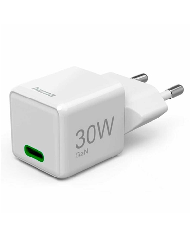 HAMA CARREGADOR RAPIDO GaN USBC SUPER MINI PD 30W BRANCO - 00201982