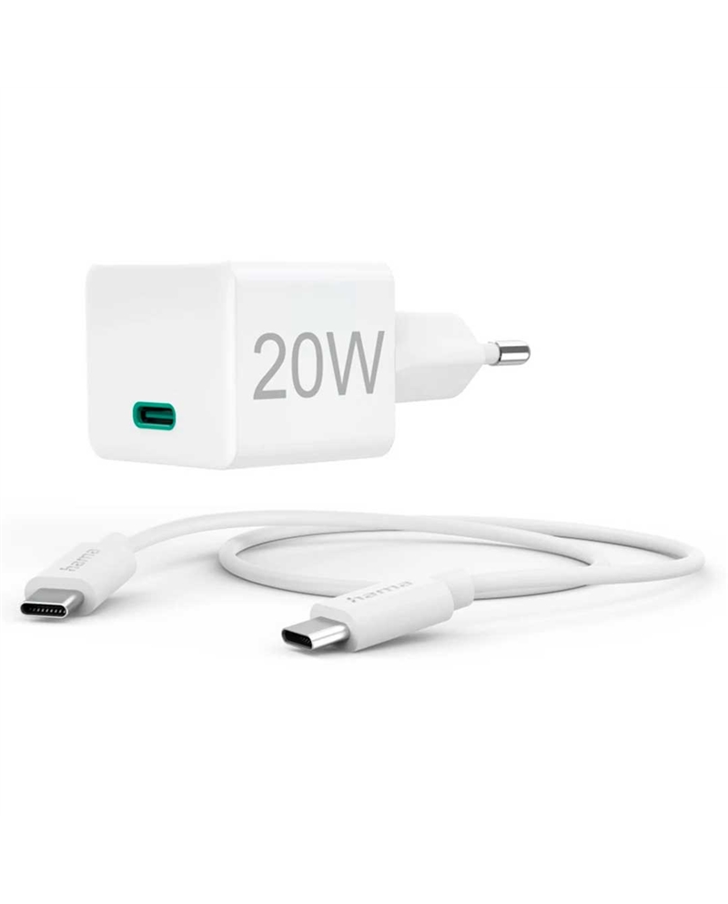 HAMA CARREGADOR RAPIDO C/CABO CARREGAMENTO USBC 20W BRANCO - 00201675
