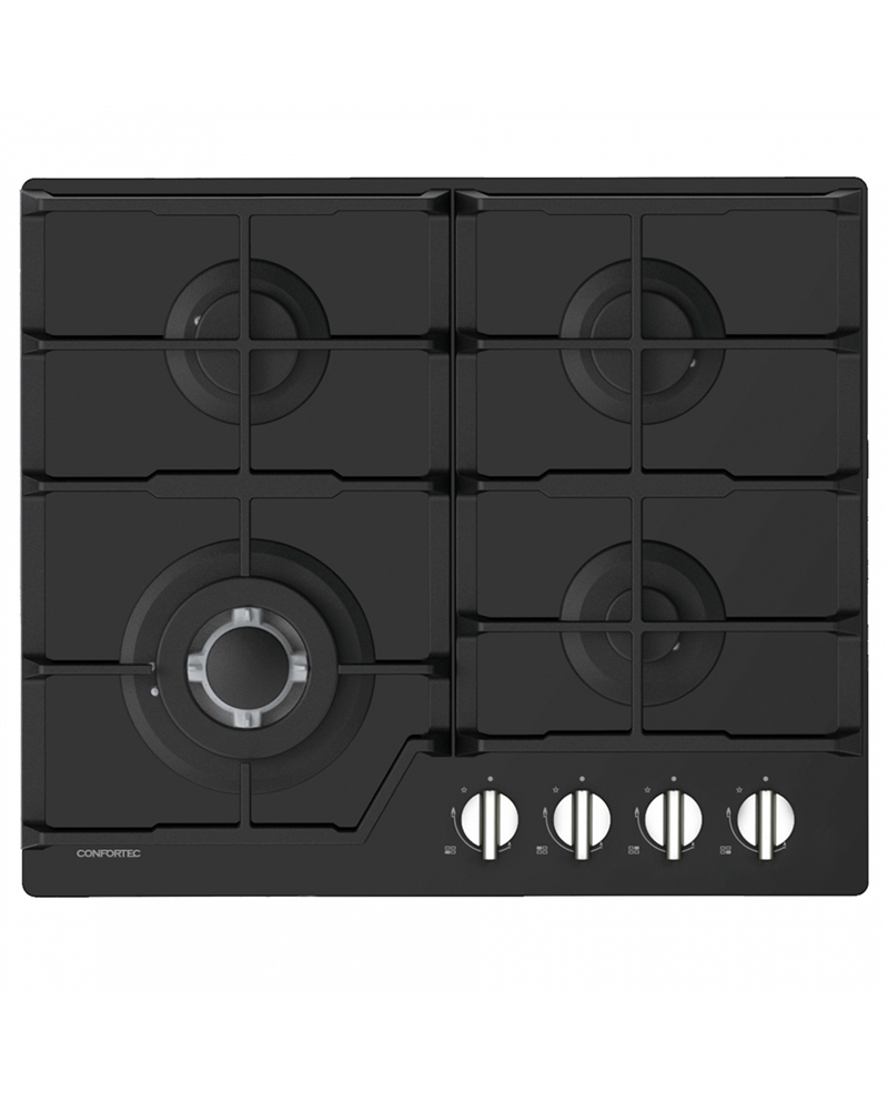 CONFORTEC PLACA 4GAS VIDRO PRETO - CFH6084CB