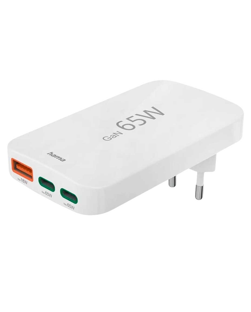 HAMA CARREGADOR RAPIDO 2X USBC 1X USBA MINI PLANO, PD, 65W - 00201976