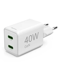 HAMA CARREGADOR RAPIDO GaN  2X USBC SUPER MINI PD 40 W BRANC - 00201989