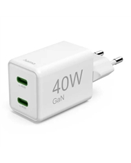 HAMA CARREGADOR RAPIDO GaN  2X USBC SUPER MINI PD 40 W BRANC - 00201989