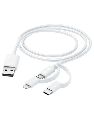 HAMA CABO MULTI 3 EM 1 USB-A - MICRO-USB, USB-C E LIGHT 1M - 00201535