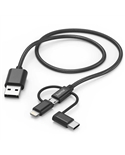 HAMA CABO MULTI 3 EM 1 USB-A - MICRO-USB, USB-C E LIGHT 1.5M - 00201536